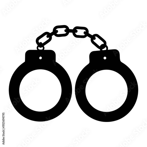 Black handcuffs vector illustration for law enforcement security and criminal justice concept design