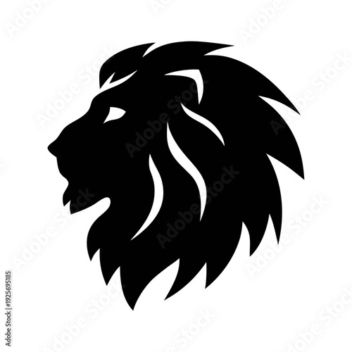 Lion head silhouette vector illustration african animal wildlife king of beasts design logo mascot
