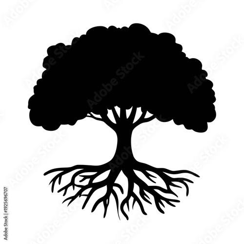 Black tree silhouette vector illustration for nature designs and graphic resources usage and art
