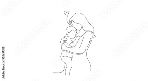Loving mother embracing her baby with heart above them