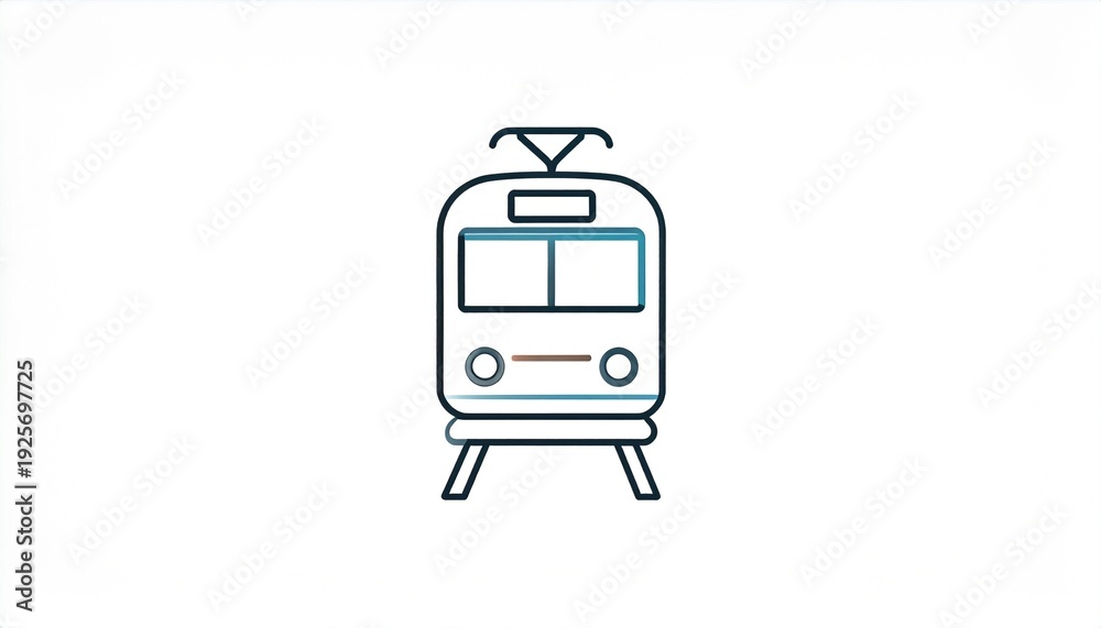 Obraz premium Simple Line Art Illustration of a Modern Train on White Background