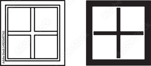 Black and white window and cross symbols