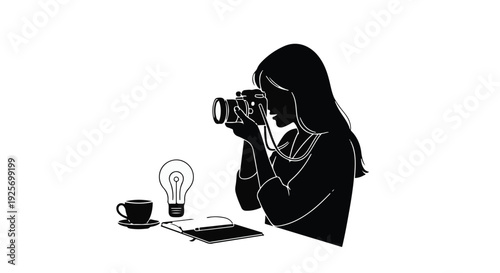 woman taking photo with camera and creative ideas