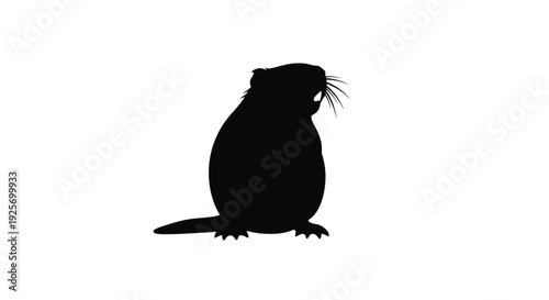 A striking black silhouette of a foraging river otter