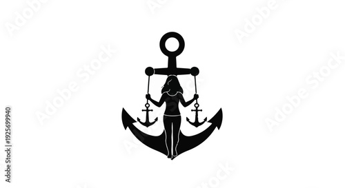 black anchor icon nautical symbol silhouette