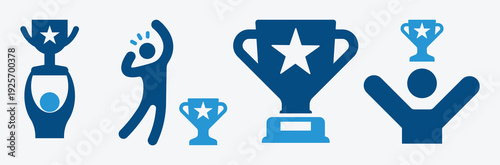 Success icon set. Featuring achievement, trophy, reward, victory and more icons. perfect vector icon collection.