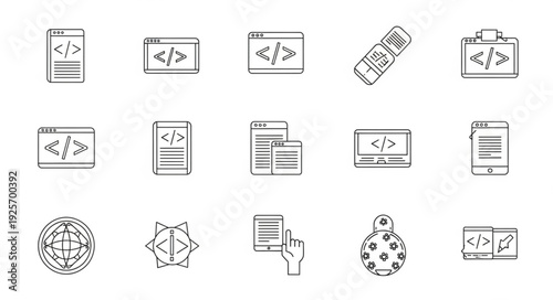 Collection of Coding and Programming Icons in a Grid Layout.