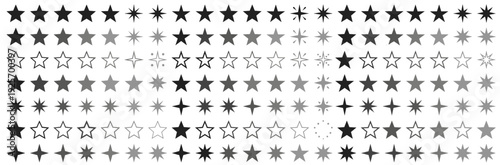 Collection Of Various Star Icons Demonstrating Different Ratings And Levels Of Excellence In A Monochrome Palette
