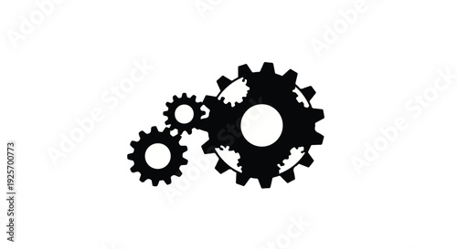 black gear icons, industrial cogs and mechanism
