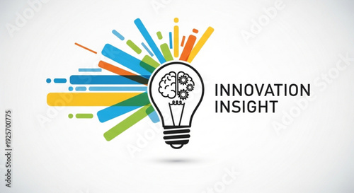 Innovative idea light bulb with colorful brainstorming lines