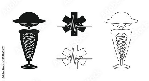 Medical symbols caduceus star of life and stylized medical icons
