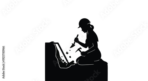 woman sitting and writing on clipboard silhouette