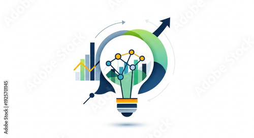 Innovative business growth concept with light bulb and graphs