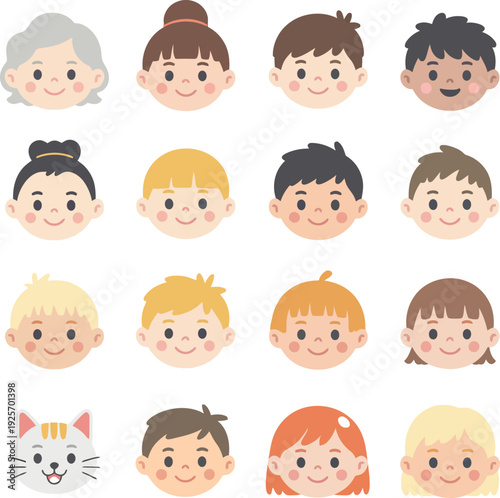  Cute Flat Character Avatars and People Icons with set