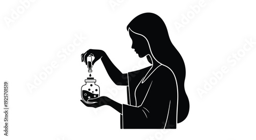 woman holding piggy bank and putting coin