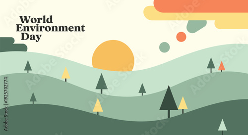 World Environment Day landscape vector illustration