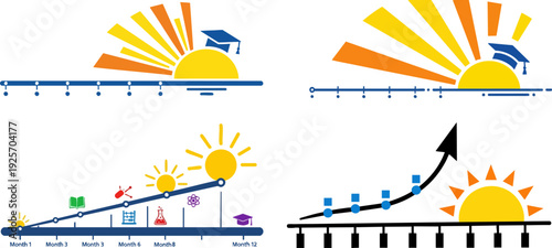 Abstract vector graphic illustrating educational progress and personal development timeline