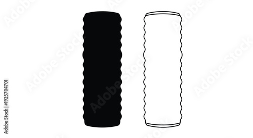 Two cylindrical containers one dark and one light in silhouette