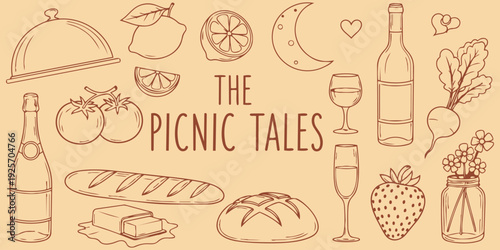 Cafe and bakery doodle vector illustration with coffee cupcake bread and pastry elements