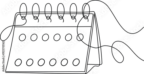  calendar line drawing, calendar continuous line drawing, one line art of calendar, memorable date, countdown, holiday, weekday and weekend, vector illustration  