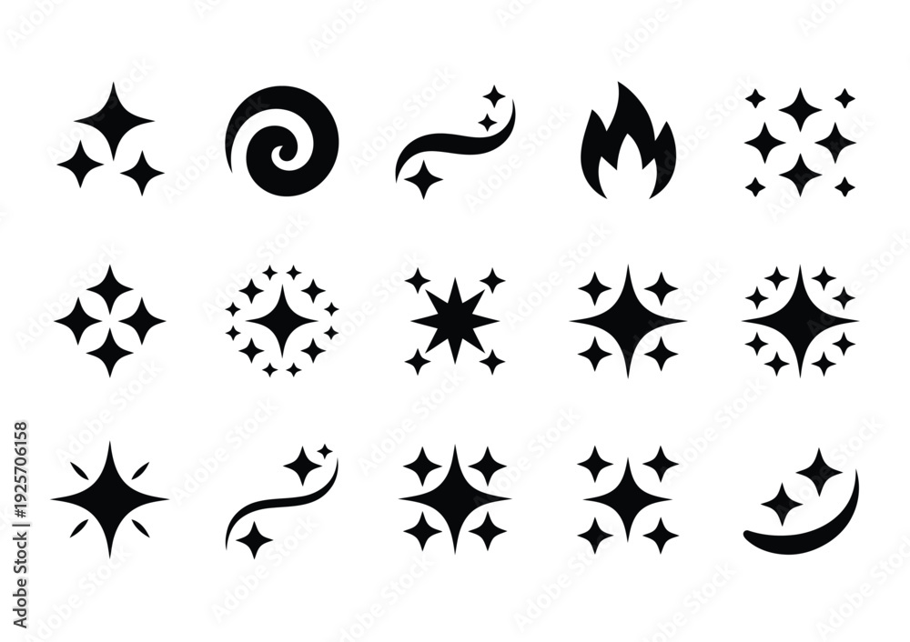 Fototapeta premium Collection of vector of various star and sparkle designs
