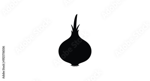 A stark black silhouette of an onion simple and bold silhouette