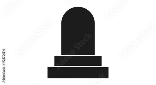 Simple black silhouette of a tombstone or headstone on a white background