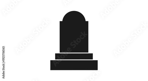 Simple black silhouette of a tombstone or gravestone on a white background