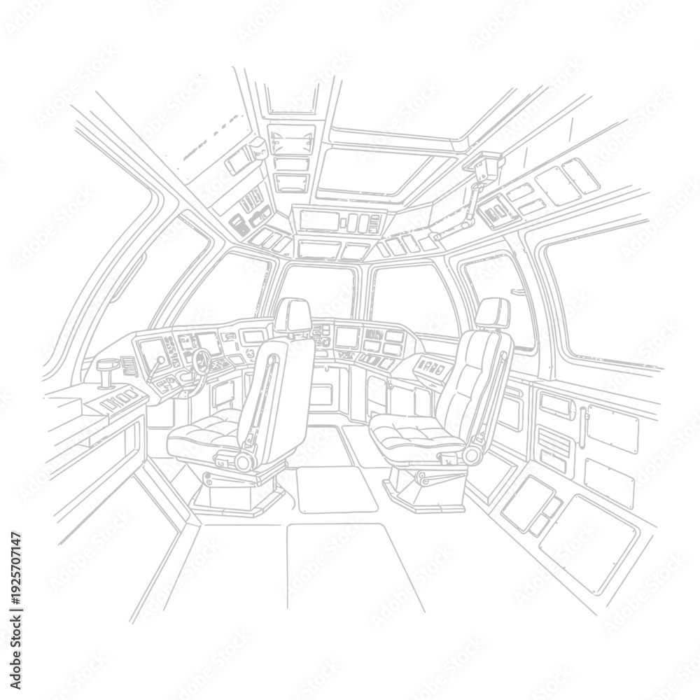 Fototapeta premium Spaceship cockpit, control panel, navigation system, futuristic interface