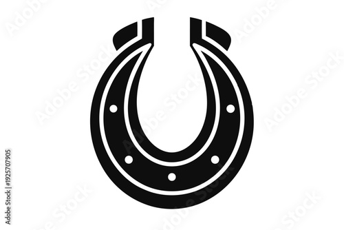 horse shoe silhouette line art vector illustration with a white background