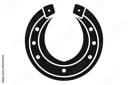 horse shoe silhouette line art vector illustration with a white background