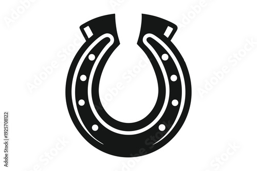 horse shoe silhouette line art vector illustration with a white background