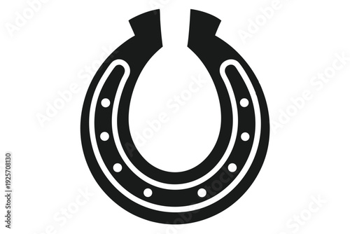 horse shoe silhouette line art vector illustration with a white background