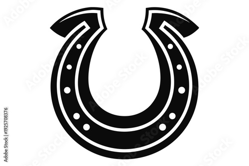 horse shoe silhouette line art vector illustration with a white background