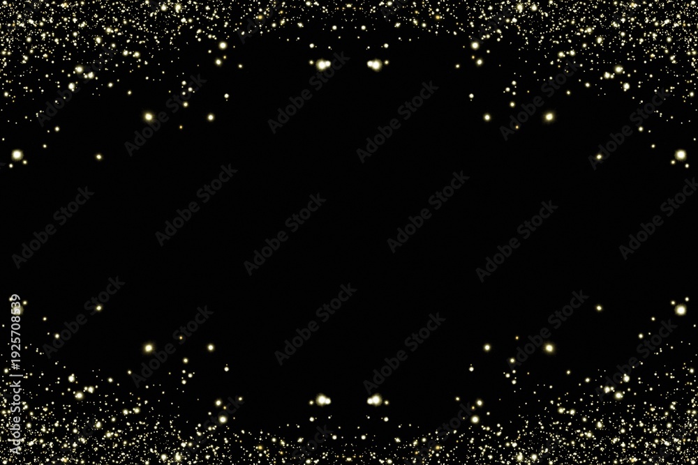 Fototapeta premium Golden Luxury Glitter Border with Elegant Sparkle Frame On Black Background