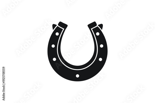 horse shoe silhouette line art vector illustration with a white background