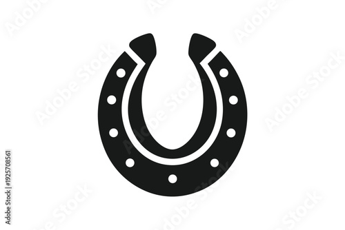 horse shoe silhouette line art vector illustration with a white background