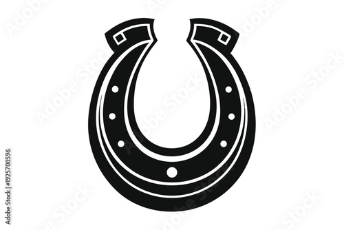 horse shoe silhouette line art vector illustration with a white background