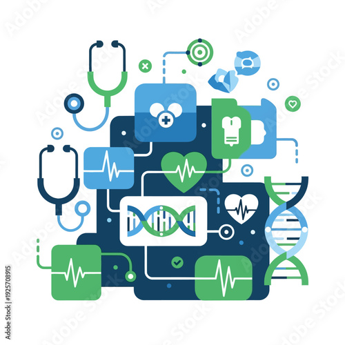 Medical Health Care Technology Icons.
