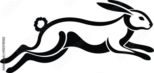 Running hare vector illustration, a sleek graphic design of a rabbit in motion