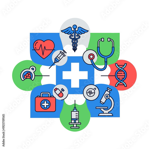 Medical symbols and icons collection.