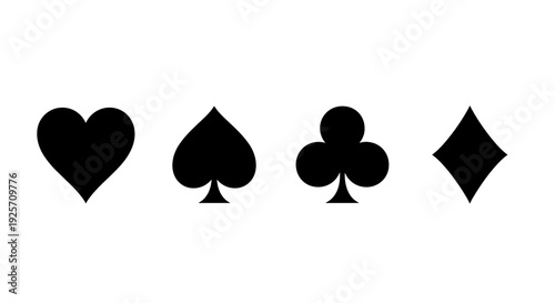 Four black playing card suits