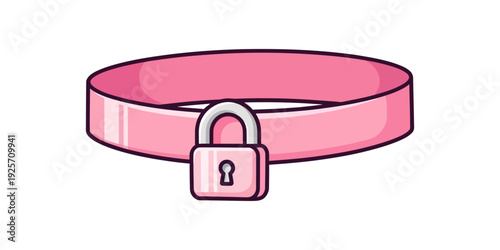 A playful pink collar with a cute lock charm attached to it resembling a pet accessory.