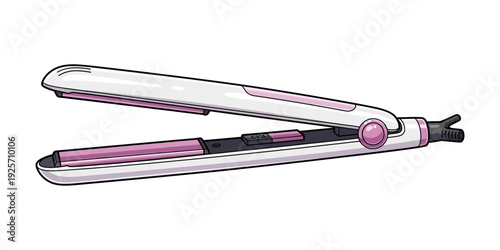 Stylish pink and white hair straightening iron with sleek design for smooth hair treatments