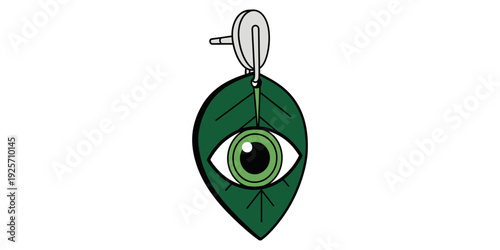 Elegant green eye-shaped pendant with a subtle metallic keychain attachment