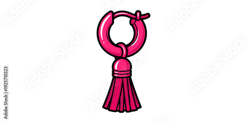 A stylish pink decorative keychain with a tassel and ring attachment