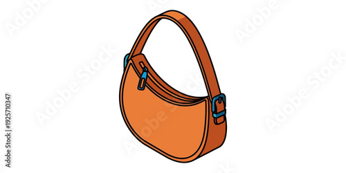 Stylish orange leather shoulder handbag with adjustable strap and zipper closure