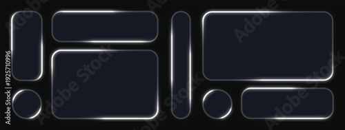 Neon Glass Mobile UI Icon Frame for Dark Mode App Interface Vector