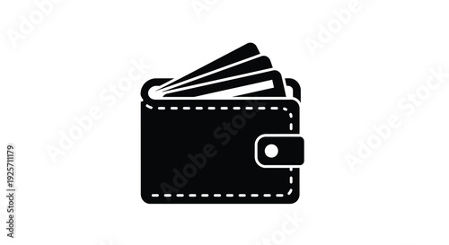 Black wallet with cash a simple financial icon silhouette