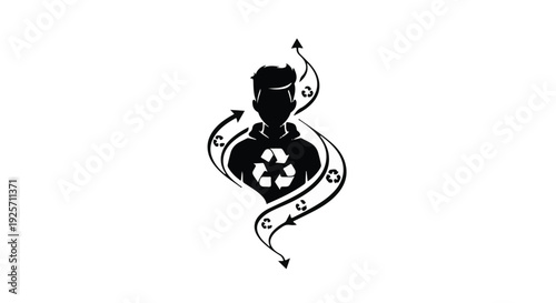 eco friendly heart shaped recycling symbol with arrows